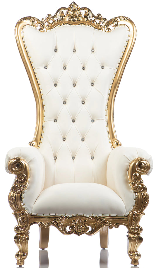 Throne Chair - Gold & White Rental