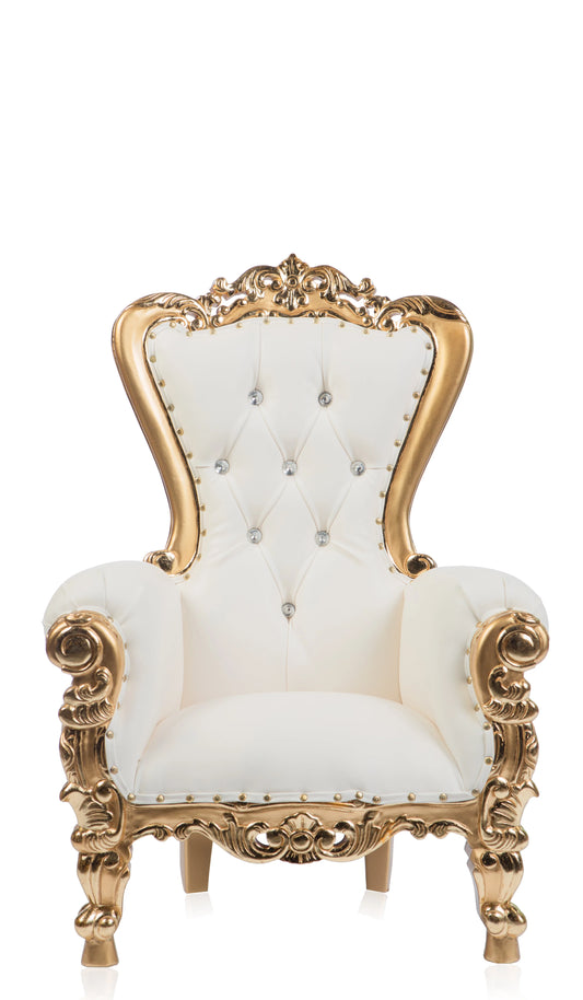 Kids Throne Chair - Gold and White Rental